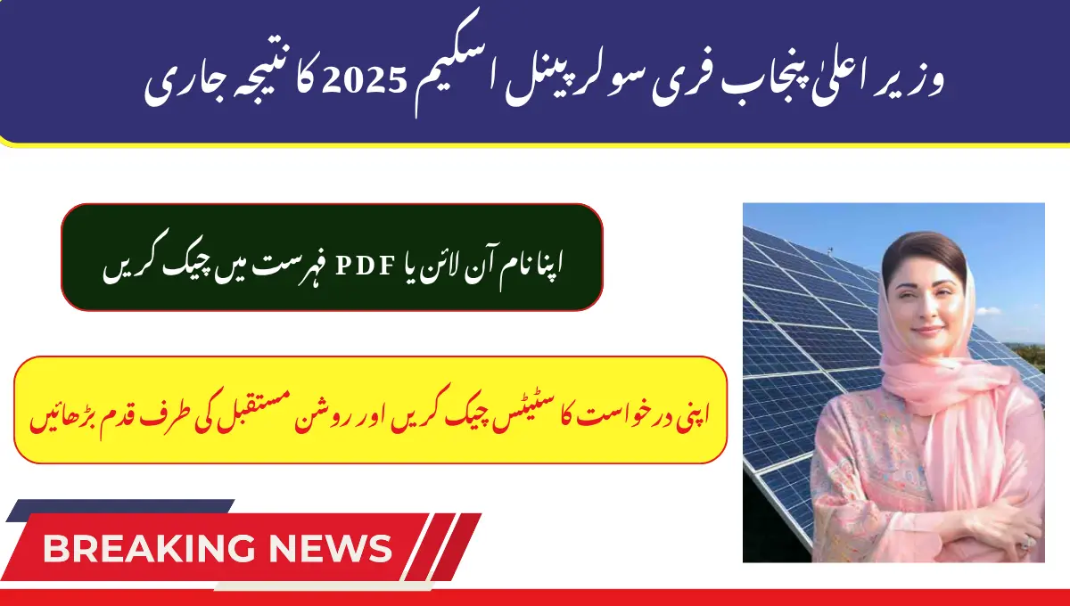 CM Punjab Solar Scheme Result 2025 – Check Online Status & PDF List